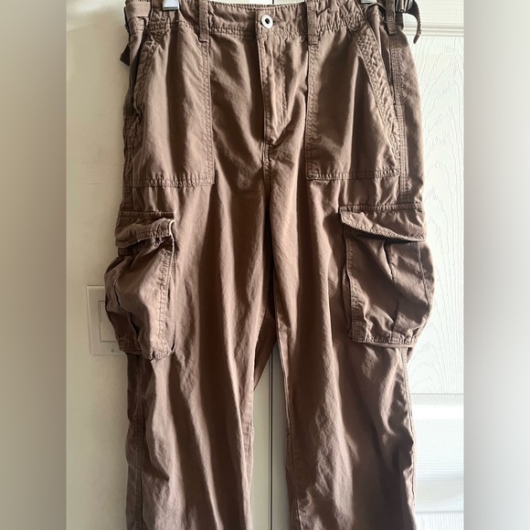 Bershka Tan Cargo Utility Baggy Straight Pants Size 8 - Picture 8 of 14
